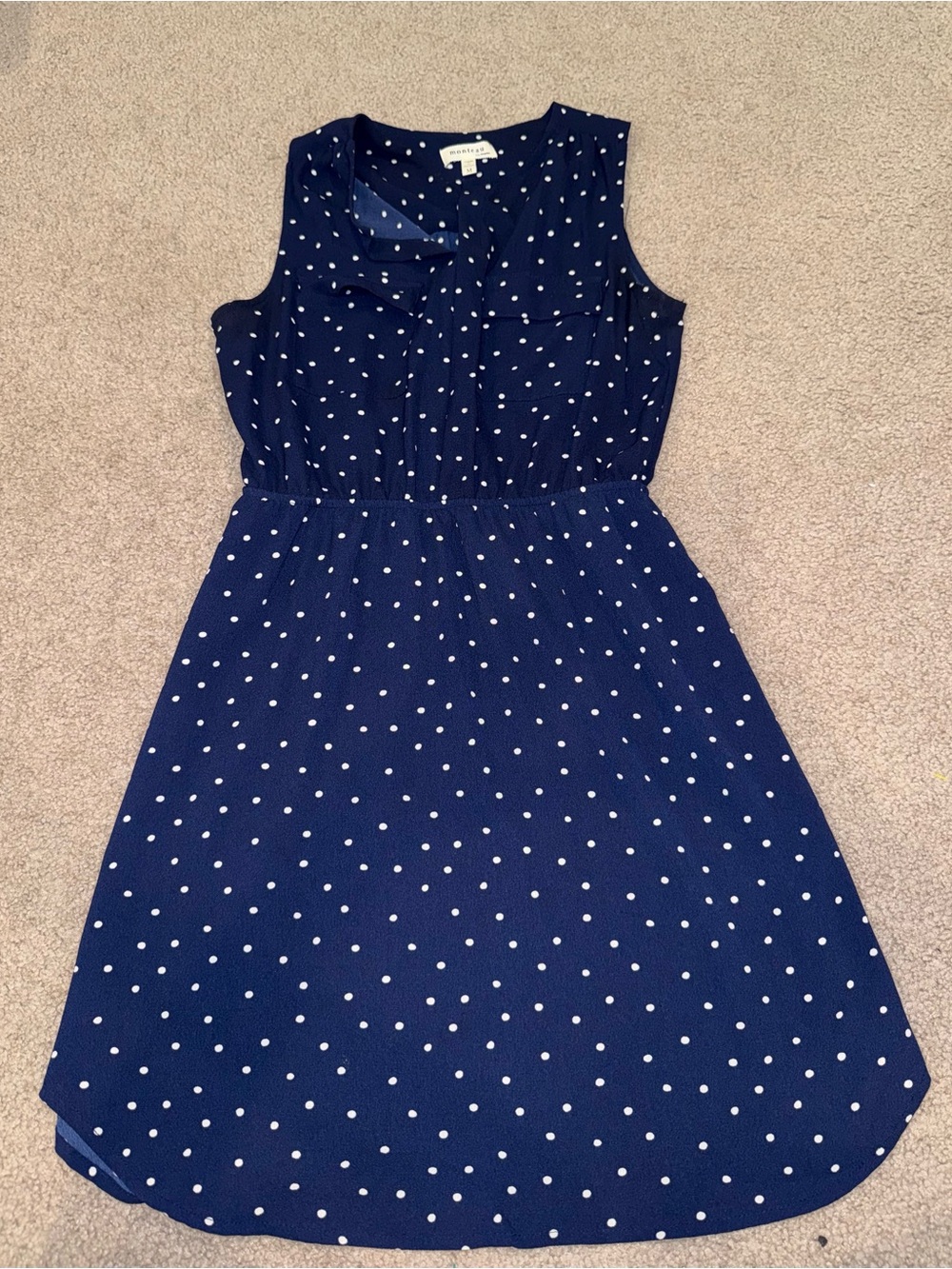 Merona Navy and White Polka Dot Sleeveless Dress